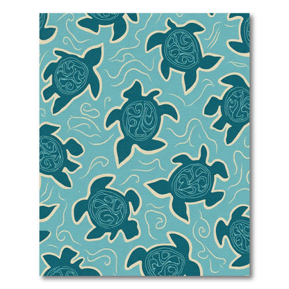 Teal Turtle Swirl Ocean Aquatic Rug