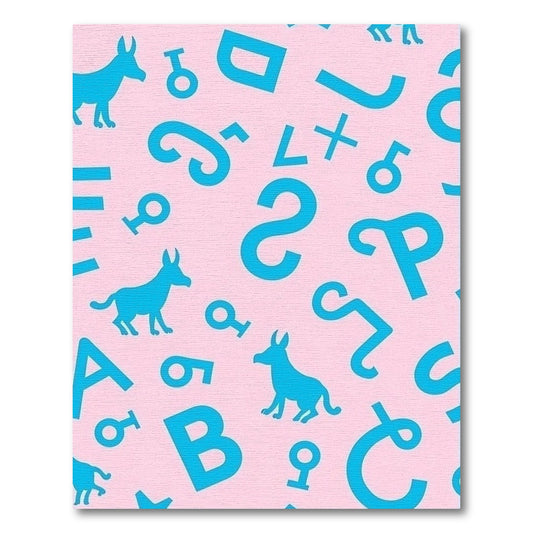 Funny Blue Animal Alphabet Pattern Rug