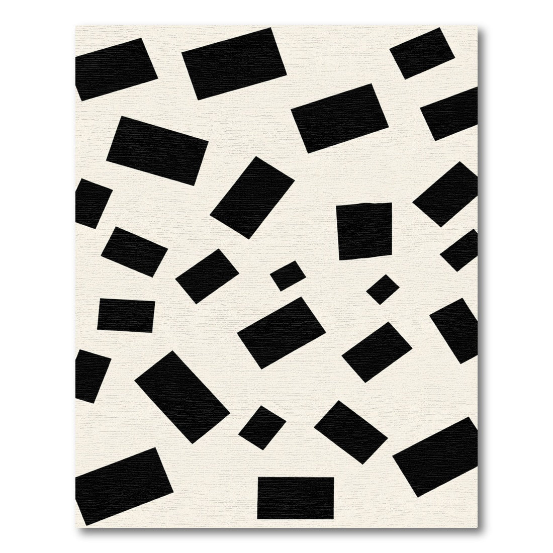 Abstract Black Blocks Cream Background Rug