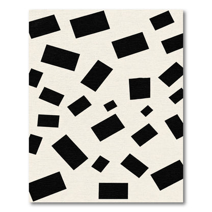 Abstract Black Blocks Cream Background Rug