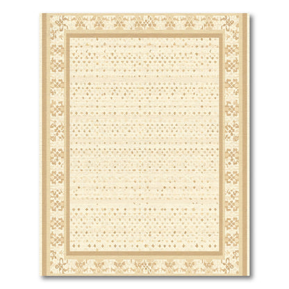 Cream Medallion Bordered Geometric Rug