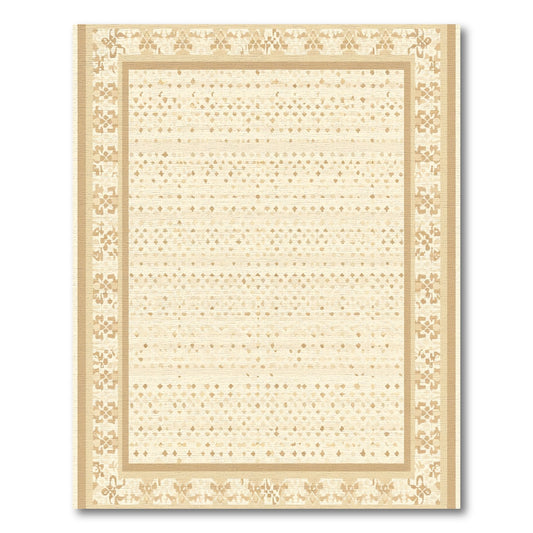 Cream Medallion Bordered Geometric Rug
