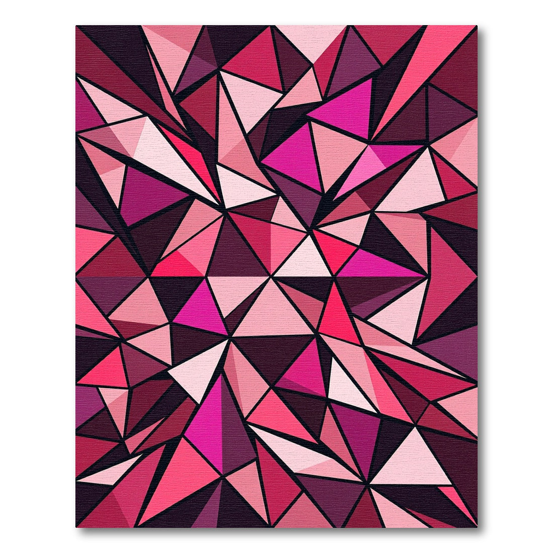 Geometric Abstract Pink Crimson Triangles Rug