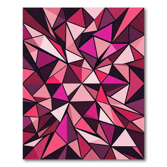 Geometric Abstract Pink Crimson Triangles Rug