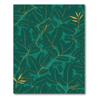 Deep Emerald Foliage Gold Vine Rug