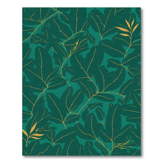 Deep Emerald Foliage Gold Vine Rug