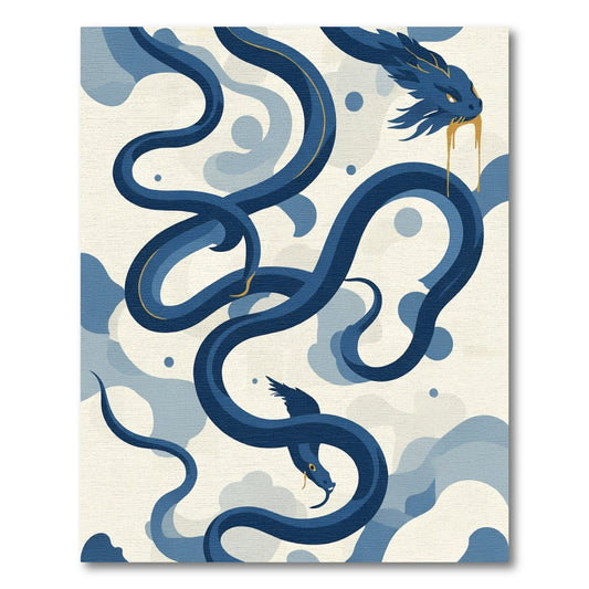 Deep Blue Serpent Cloud Swirl Rug