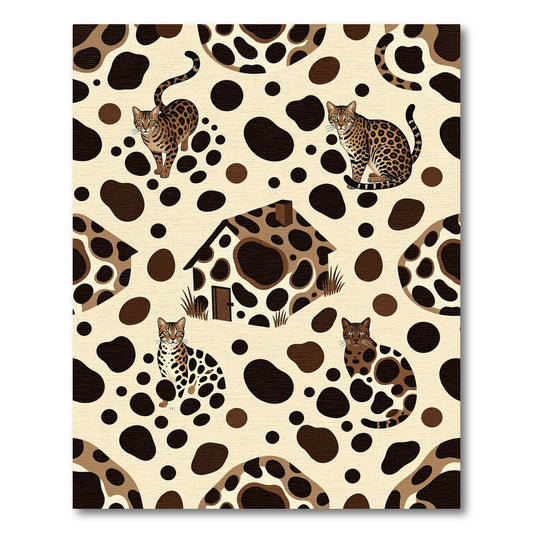 Brown Spotted Cats Animal House Pattern Rug