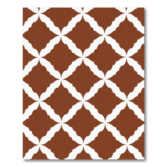 Terracotta White Interlocking Lattice Rug