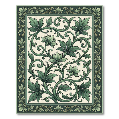 Emerald Green Floral Acanthus Scroll Rug