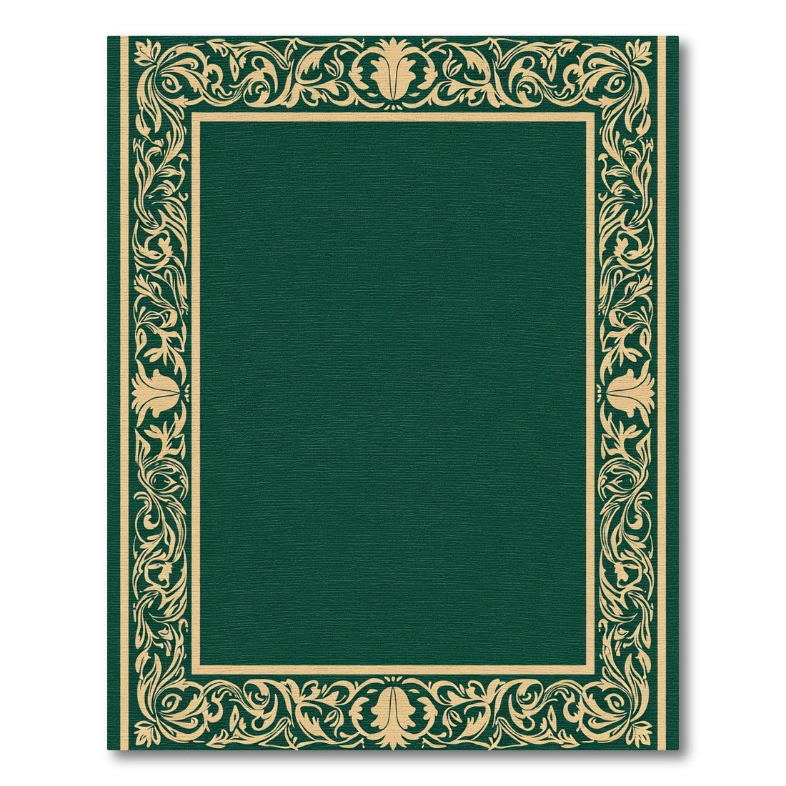 Golden Leaf Border Emerald Green Rug