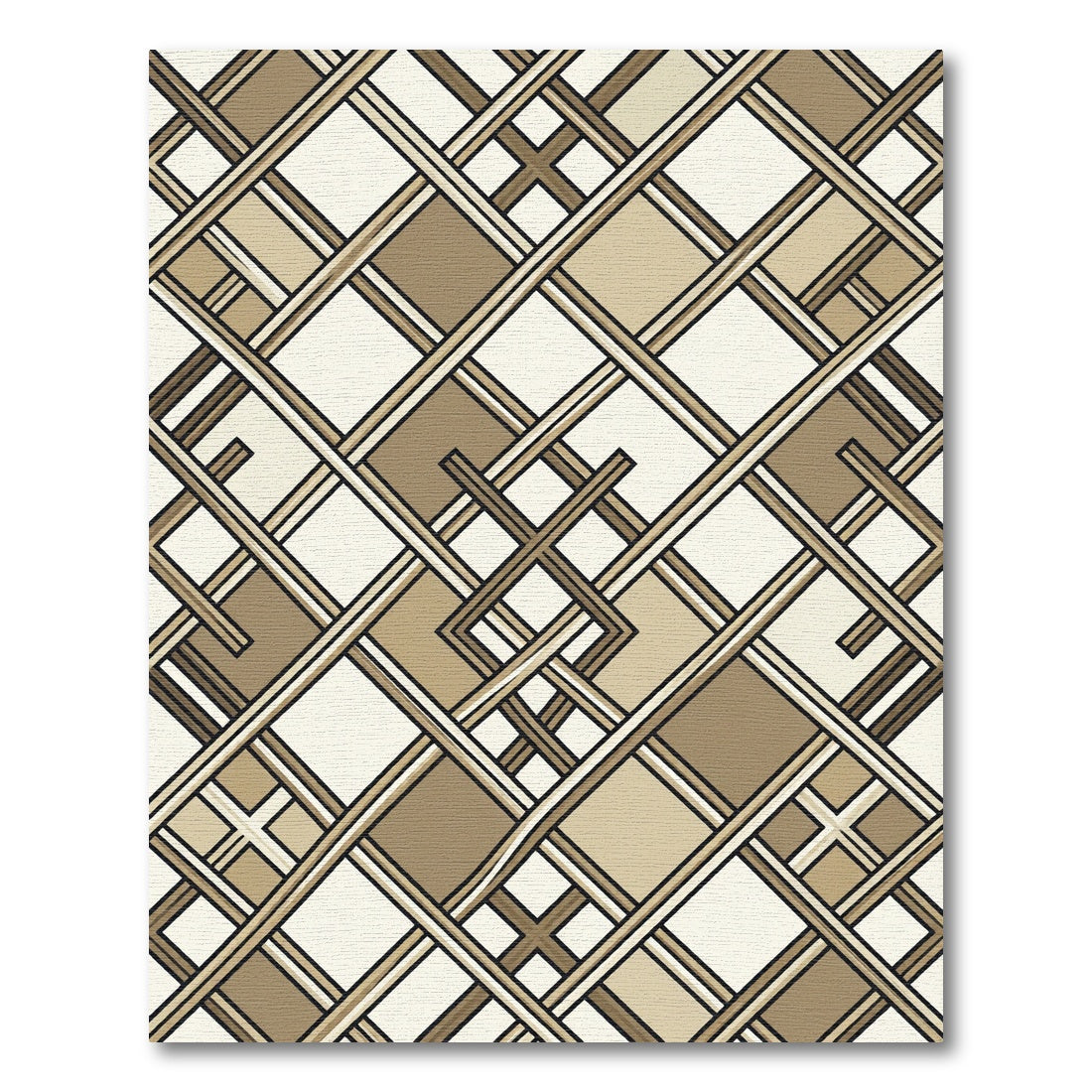 Caramel Beige Interwoven Lattice Rug