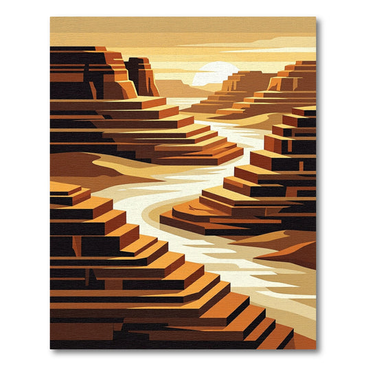 Terracotta Canyon Landscape River Rug