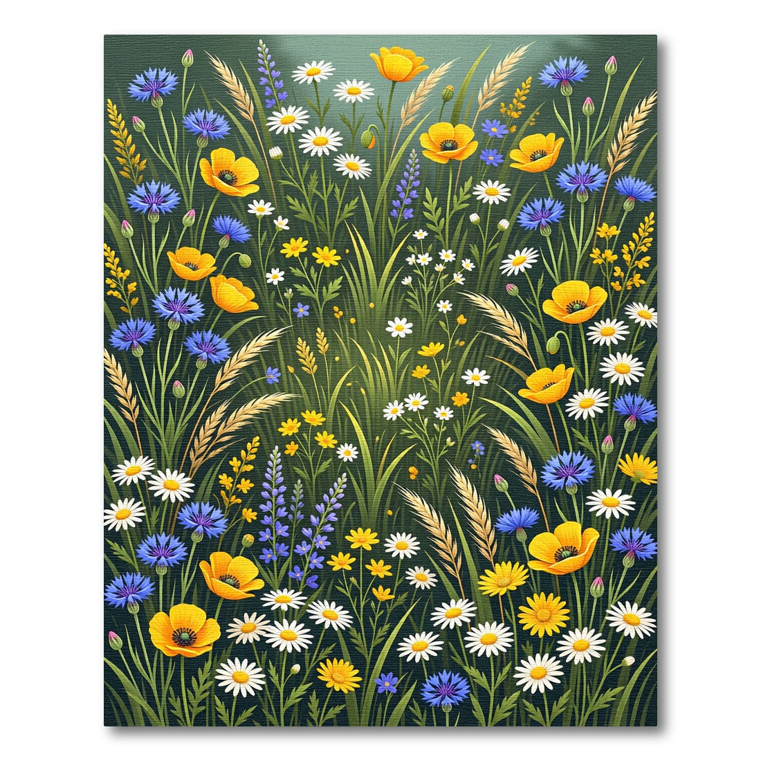 Vibrant Wildflower Meadow Botanical Illustration Rug