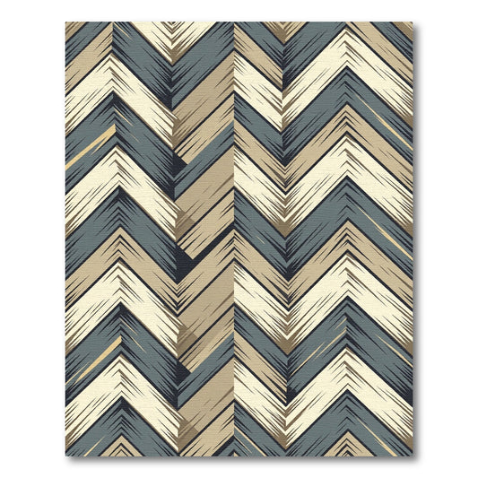 Textured Chevron Tan and Teal Rug