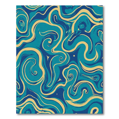 Deep Blue Ocean Swirl Rhapsody Rug