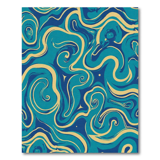 Deep Blue Ocean Swirl Rhapsody Rug