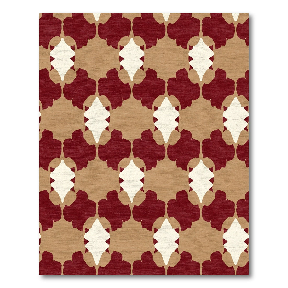 Crimson Khaki Abstract Quatrefoil Rug