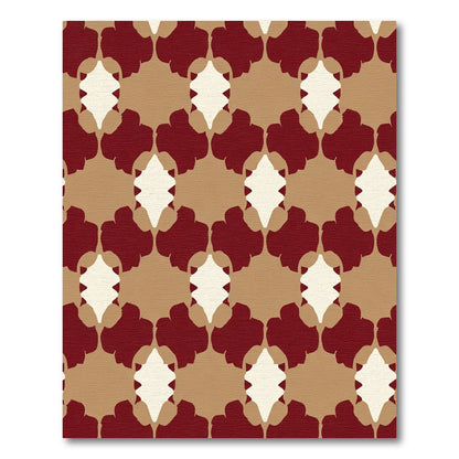 Crimson Khaki Abstract Quatrefoil Rug