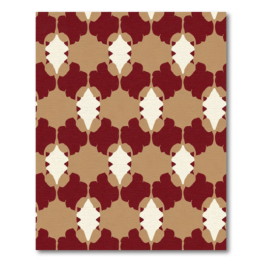 Crimson Khaki Abstract Quatrefoil Rug