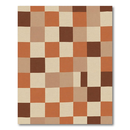 Terracotta Tan Brown Checkerboard Rug