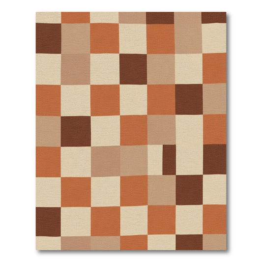 Terracotta Tan Brown Checkerboard Rug