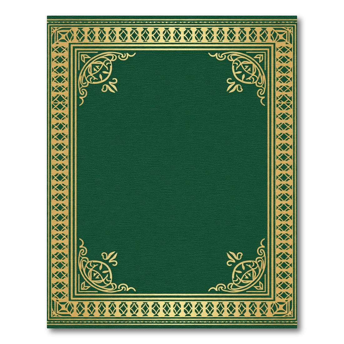 Emerald Green Gold Ornate Border Rug