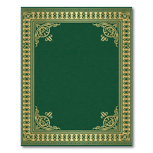 Emerald Green Gold Ornate Border Rug