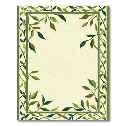 Green Leaf Vine Botanical Border Rug