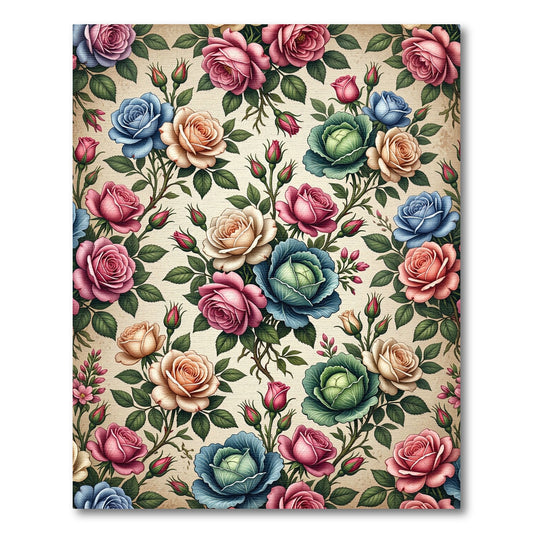 Vintage Floral Bouquet Multicolored Rose Tapestry Rug