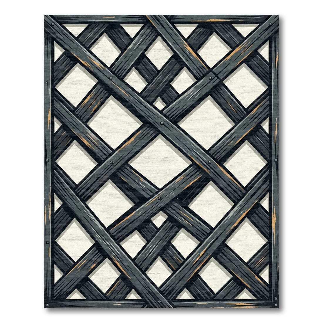 Dark Gray Woven Lattice Texture Rug