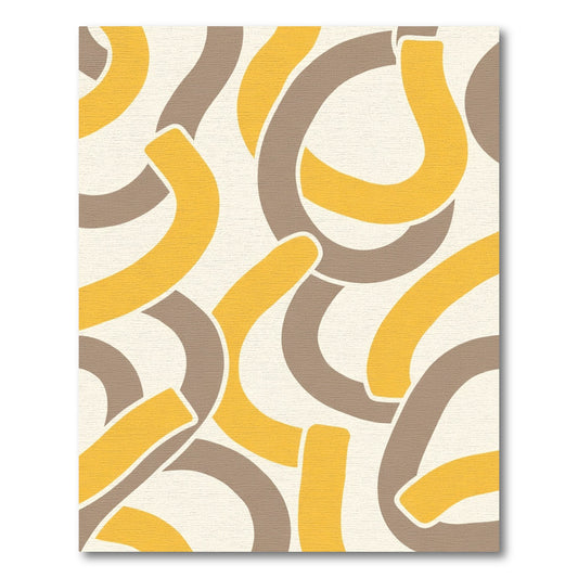 Curving Ocher Gray Abstract Strokes Rug