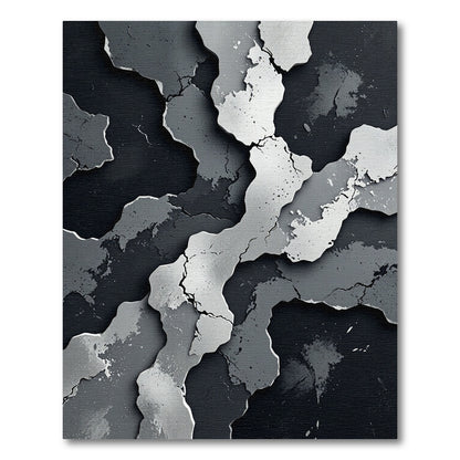 Monochrome Abstract Cracked Stone Texture Rug