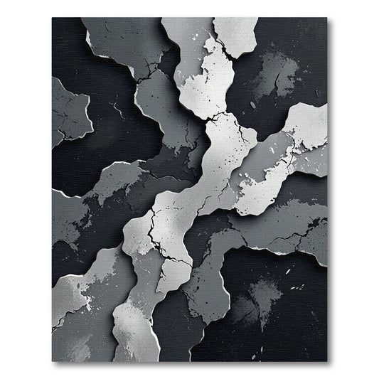 Monochrome Abstract Cracked Stone Texture Rug