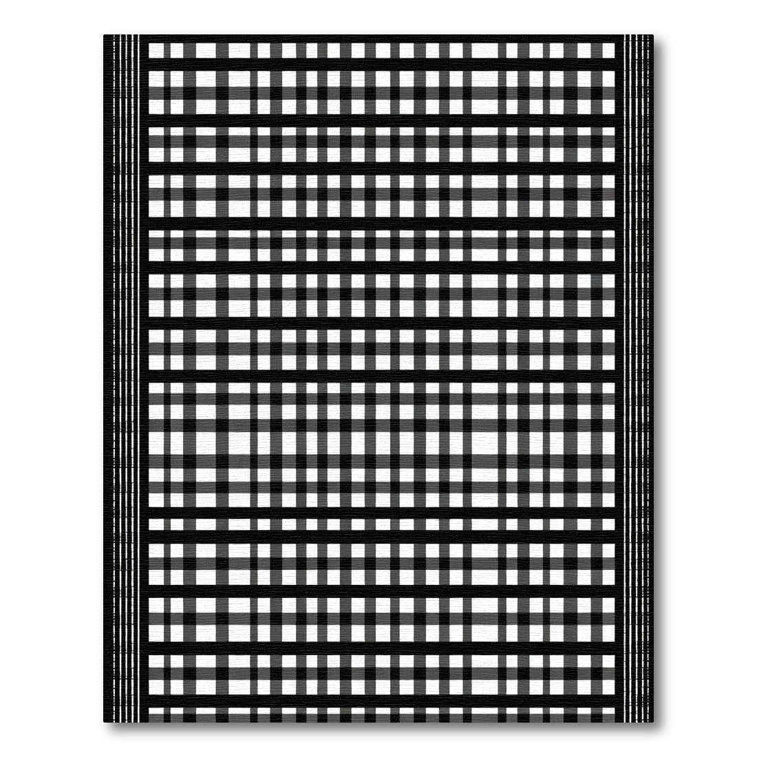 Black White Plaid Grid Rug
