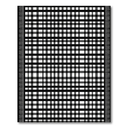 Black White Plaid Grid Rug
