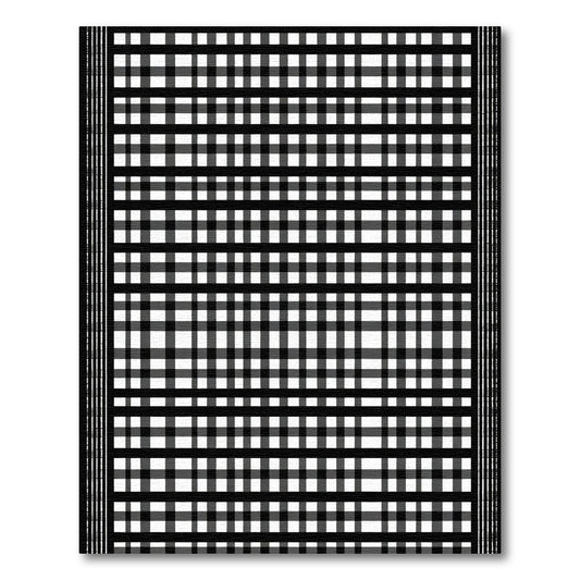 Black White Plaid Grid Rug
