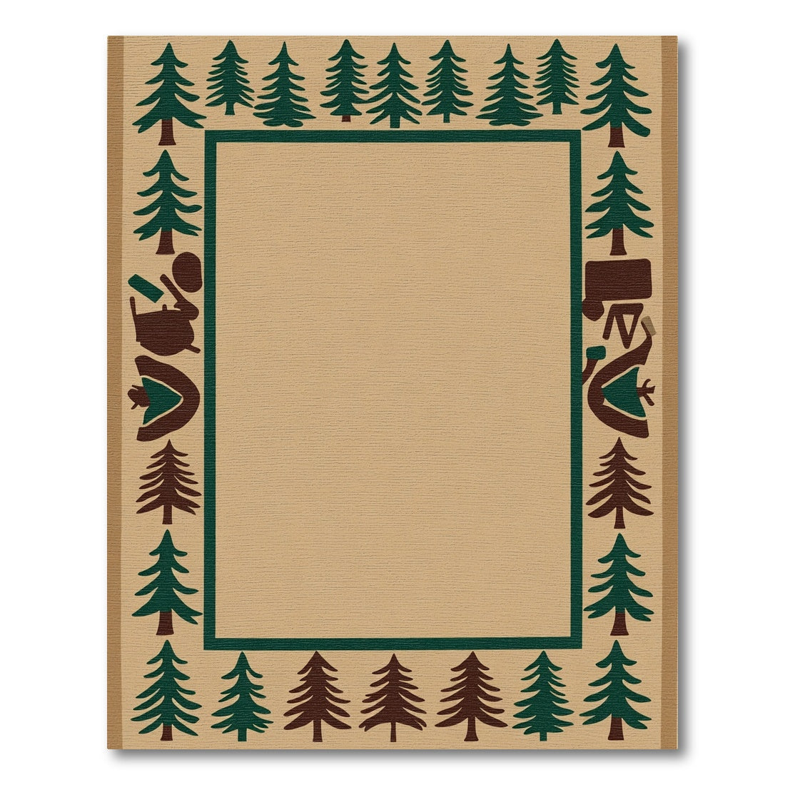 Rustic Forest Landscape Border Rug