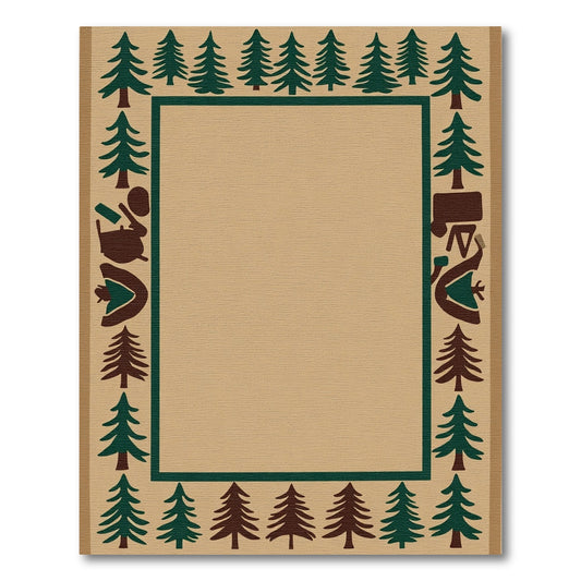 Rustic Forest Landscape Border Rug