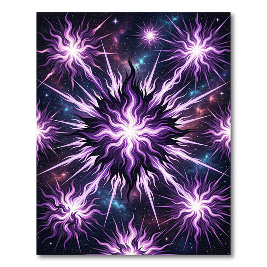 Purple Cosmic Starburst Nebula Rug