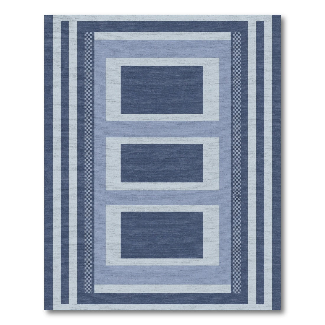 Modern Navy Blue Geometric Stripe Rug