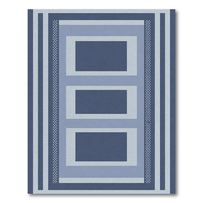 Modern Navy Blue Geometric Stripe Rug