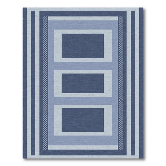 Modern Navy Blue Geometric Stripe Rug