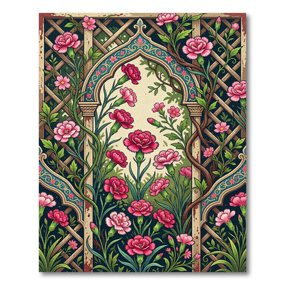 Antique Pink Carnation Garden Arch Rug