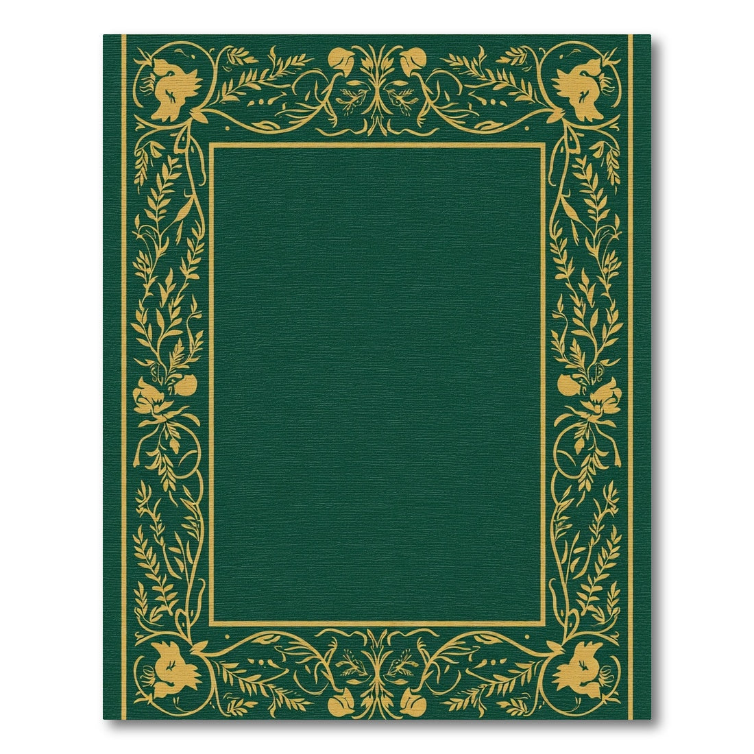 Gold Floral Border Deep Emerald Rectangle Rug