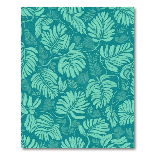 Teal Mint Tropical Vibe Foliage Rug