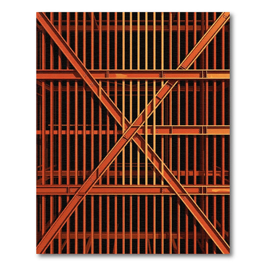 Bold Orange Industrial Grid Rug
