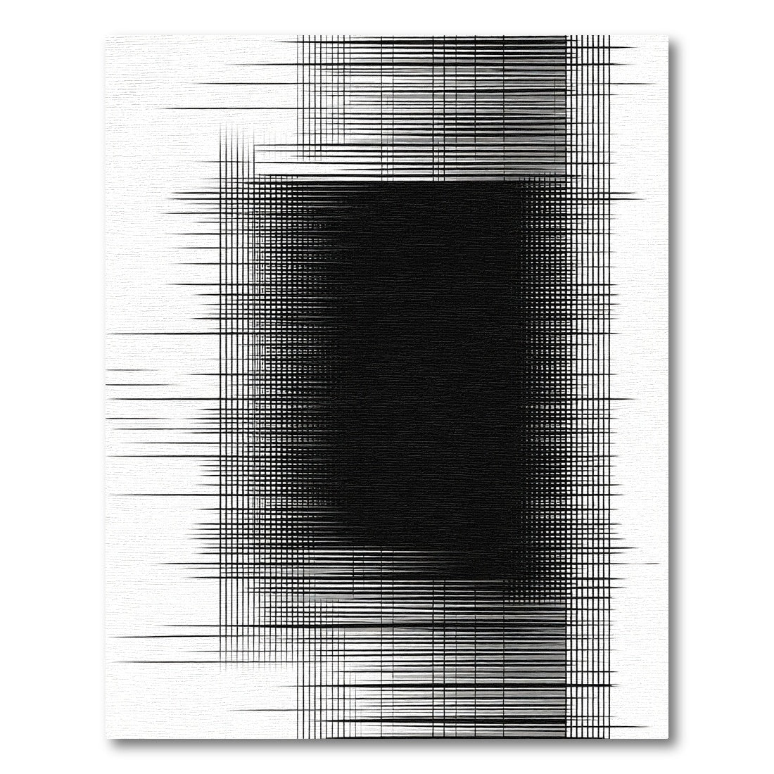 Monochrome Abstract Linear Grid Rug