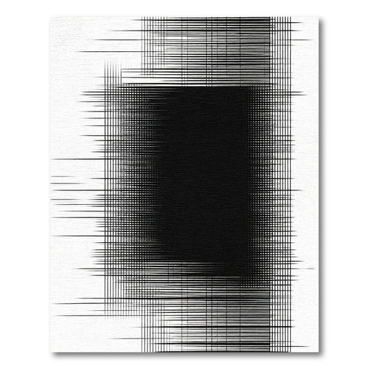 Monochrome Abstract Linear Grid Rug