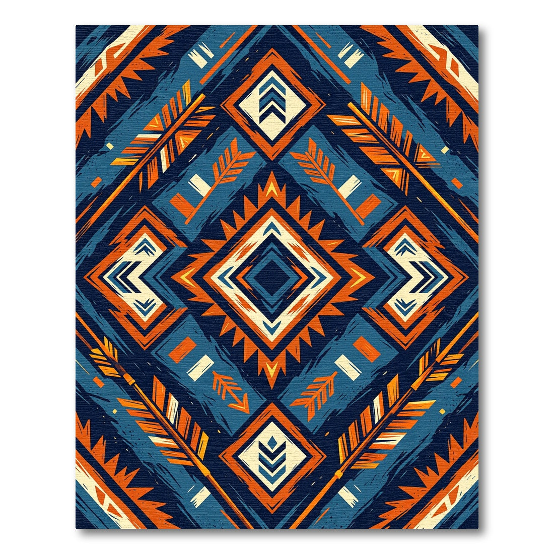 Navajo Orange Blue Arrow Diamond Rug